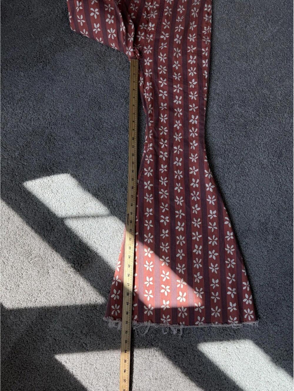 We The Free People Jeans Women’s 29 Float On Super Flare Orange Hibiscus Floral - Picture 7 of 7